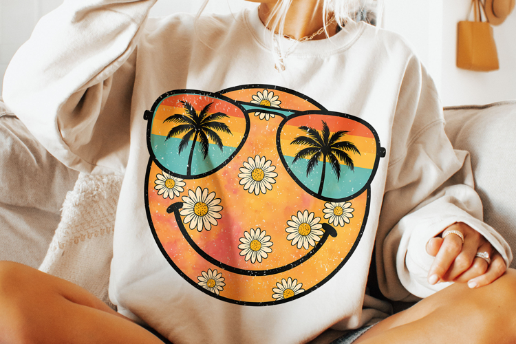 Retro Smiley Face Summer PNG, Beach PNG, Summer Vibes PNG