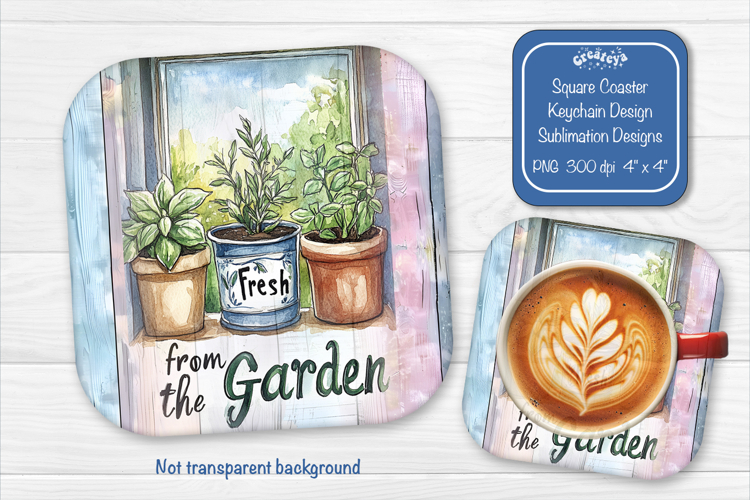 Garden Summer Square Coaster Sublimation Floral farmhouse
