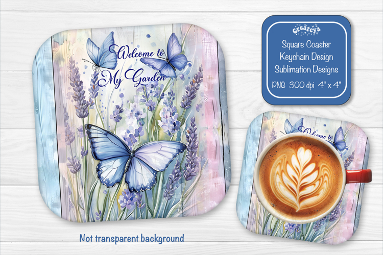 Butterfly Summer Square Coaster Sublimation Floral farmhouse