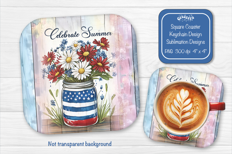 Flower Summer Square Coaster Sublimation Floral Farmhouse