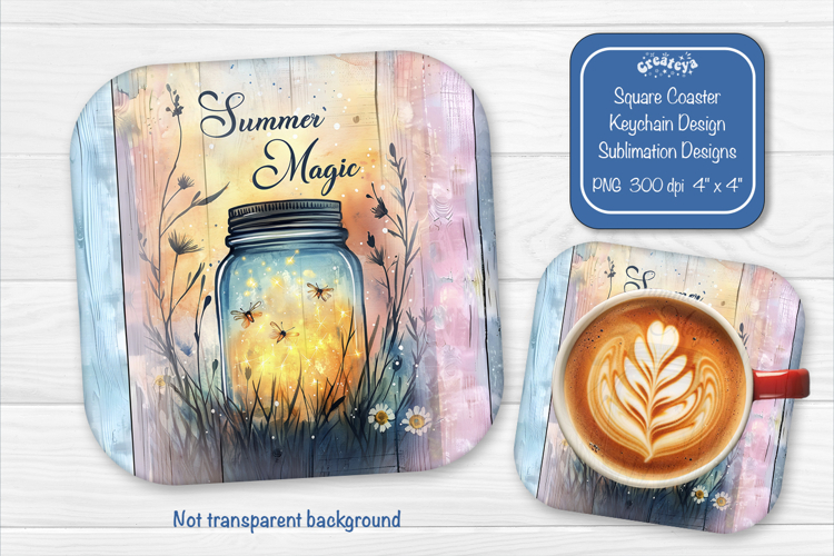 Flower Summer Square Coaster Sublimation Floral Farmhouse