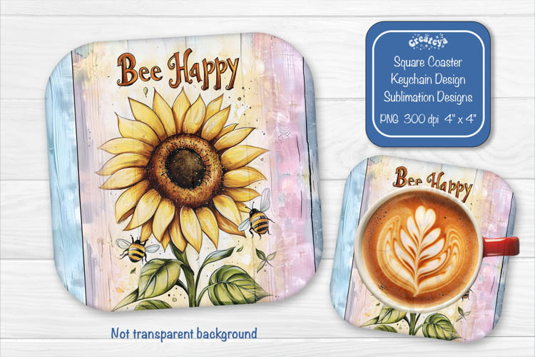 Sunflower Summer Square Coaster Sublimation Floral Farmhouse