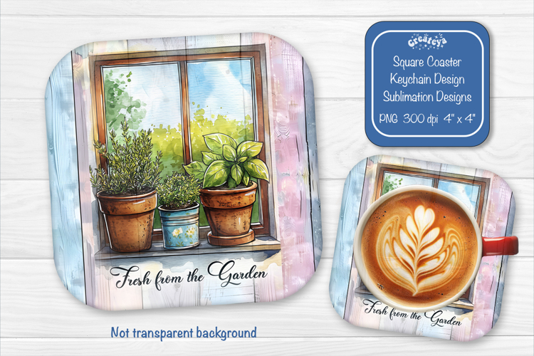 Garden Summer Square Coaster Sublimation Floral Farmhouse