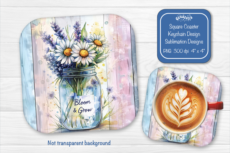 Daisies Summer Square Coaster Sublimation floral png