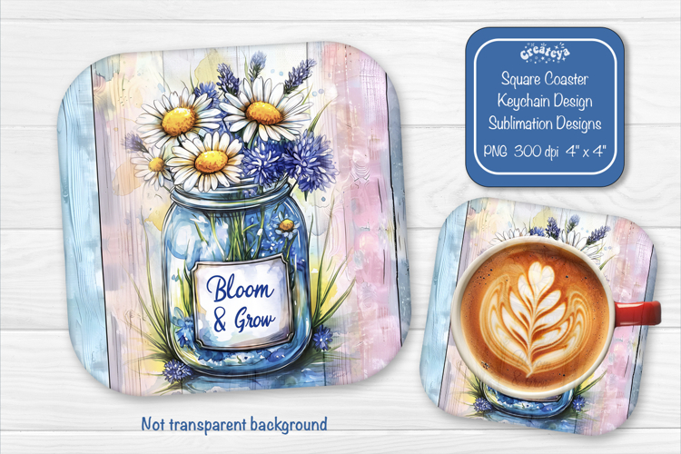 Daisies Summer Square Coaster Sublimation floral png