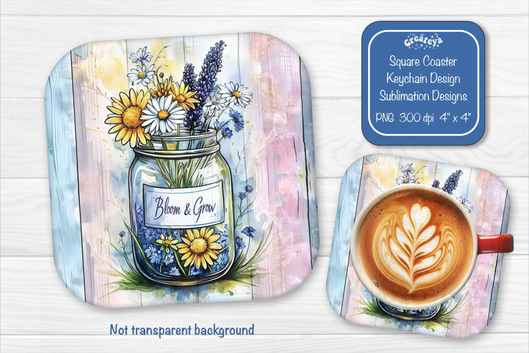 Daisies Summer Square Coaster Sublimation floral png