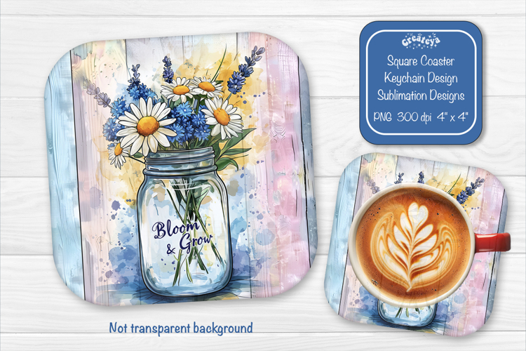 Daisies Summer Square Coaster Sublimation floral png