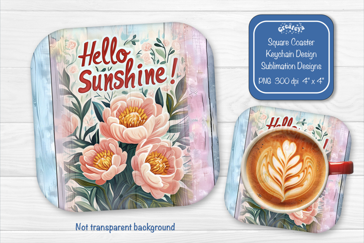 Peonies Summer Square Coaster Sublimation farmhouse png
