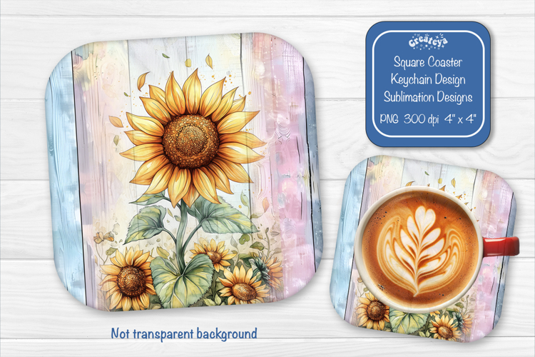 Sunflower Summer Square Coaster Sublimation farmhouse png