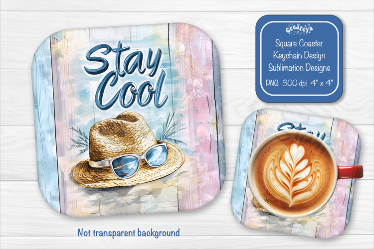 Beach Summer Square Coaster Sublimation tropical png