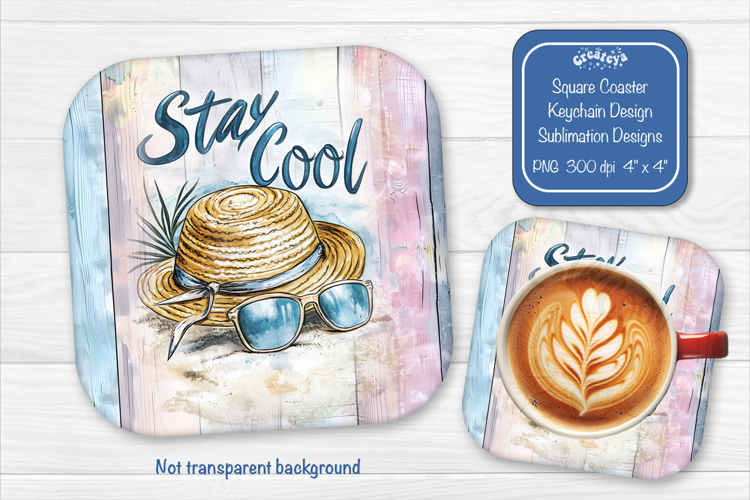 Beach Summer Square Coaster Sublimation tropical png