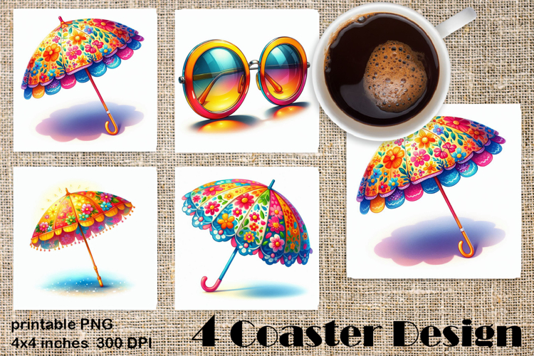 Summer watercolor funny - sea square coaster