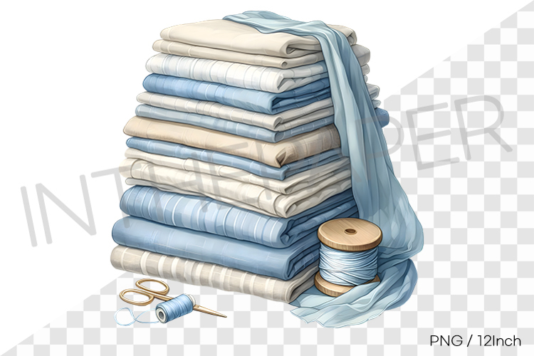 Summer beach blue thread stacked fabric bundle PNG textile
