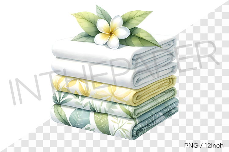 Tropical plumeria flower pastel fabric stack PNG linen art
