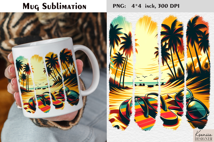 Watercolor Stripes Summer Beach| Coffee Mug Sublimation