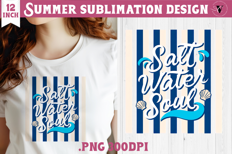 Summer Sublimation | Retro beach quote on stripes png