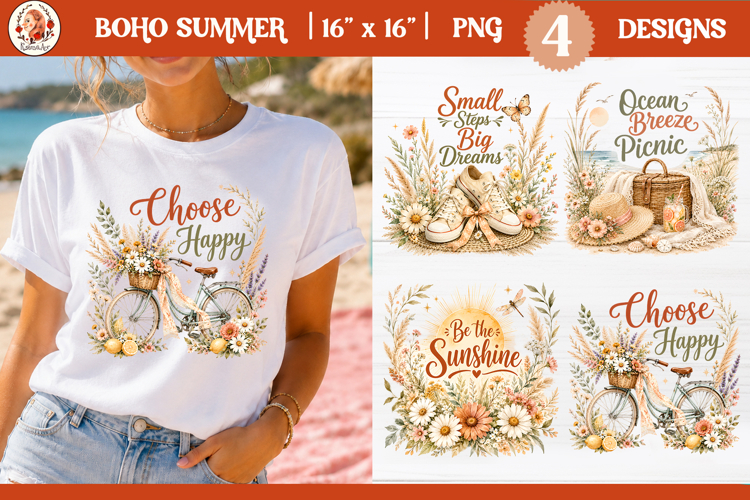 Inspirational Boho Summer Beach Camping Sublimation Design