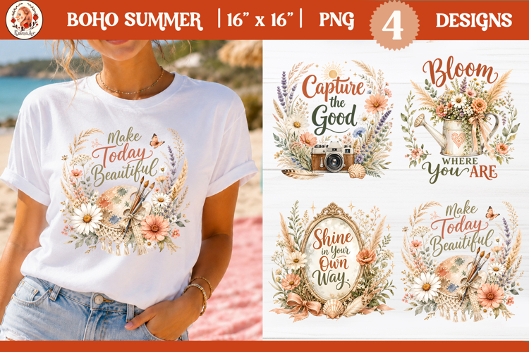 Inspirational Boho Summer Beach Camping Sublimation Design