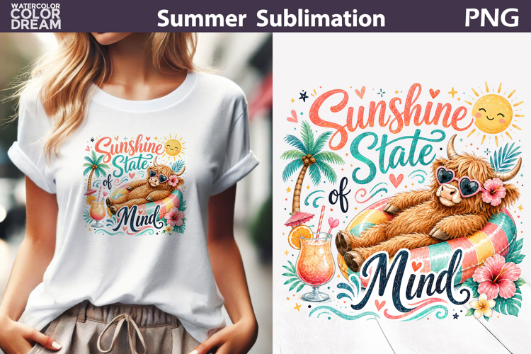 Highland Cow Sublimation | Summer Quote T Shirt