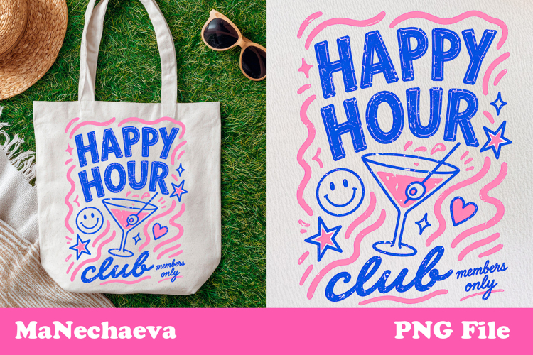 Cute Summer Funny Sublimation | Happy Hour Club PNG