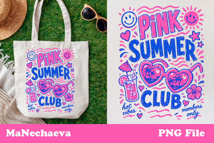 Cute Summer Funny Sublimation | Pink Summer Club PNG