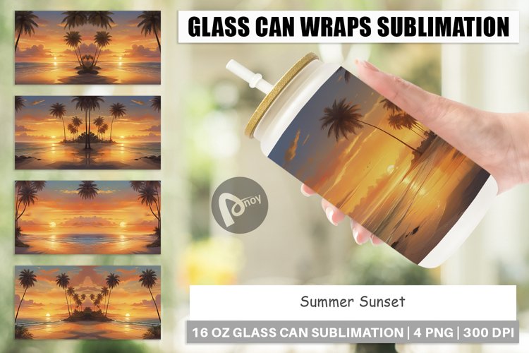 Glass Can Wraps Summer Sunset