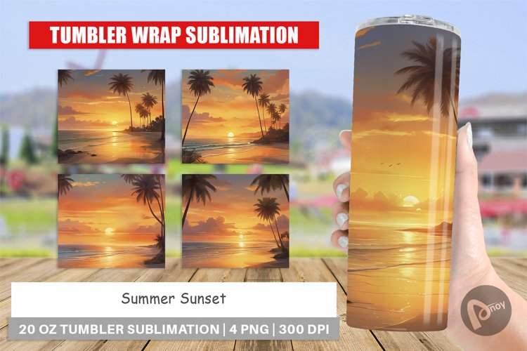 Tumbler Sublimation Wrap Summer Sunset