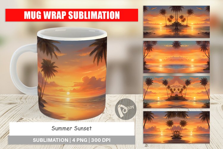 Mug Wrap Design Summer Sunset