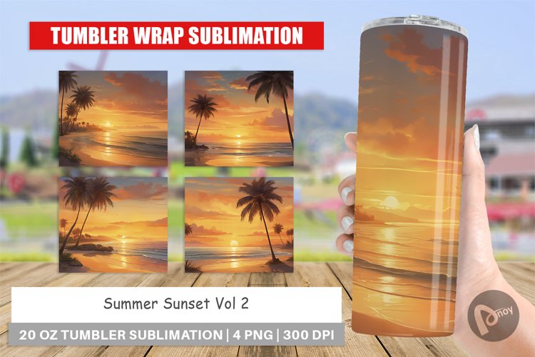 Tumbler Sublimation Wrap Summer Sunset