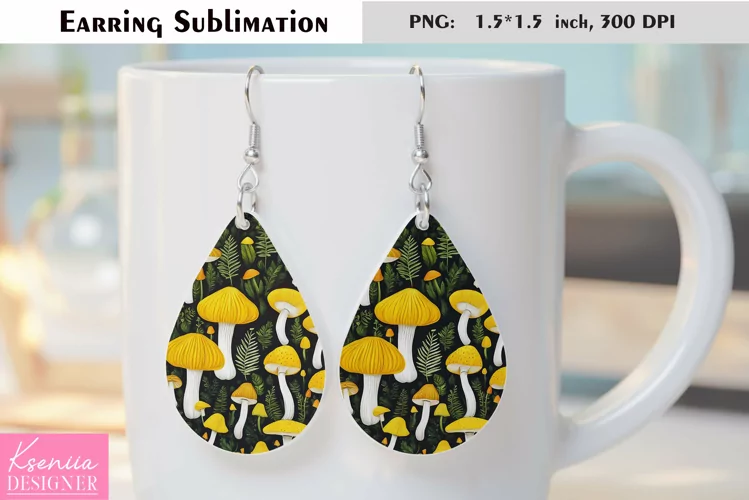 Forest Colorful Mushroom|Leaves Earring Sublimation