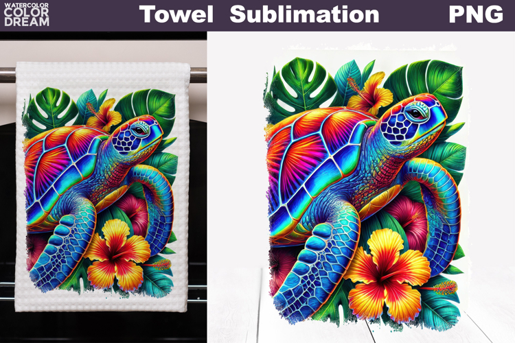 Summer Tropical Sea Turtle Kitchen Towel Sublimation