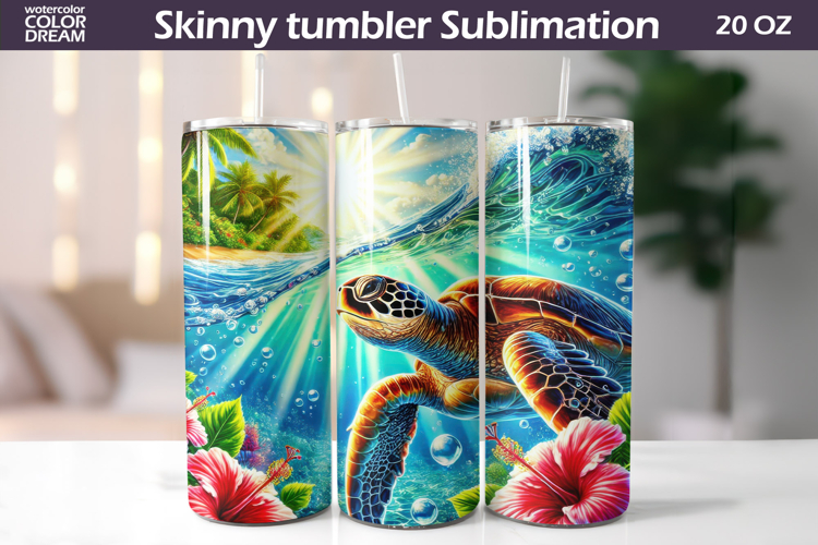 Ocean Sea Turtle Tumbler Design | Tropical Beach Sublimation