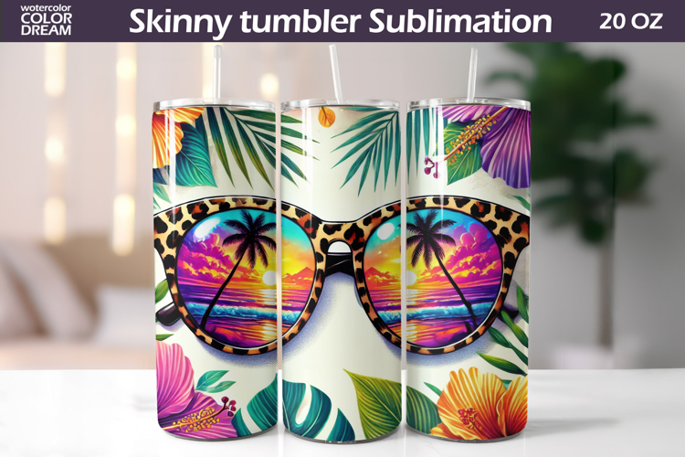 Tropical Sunset Sunglasses Tumbler Wrap| Beach Vibes