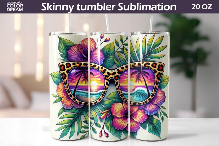 Tropical Sunset Sunglasses Tumbler Design | Hibiscus Beach