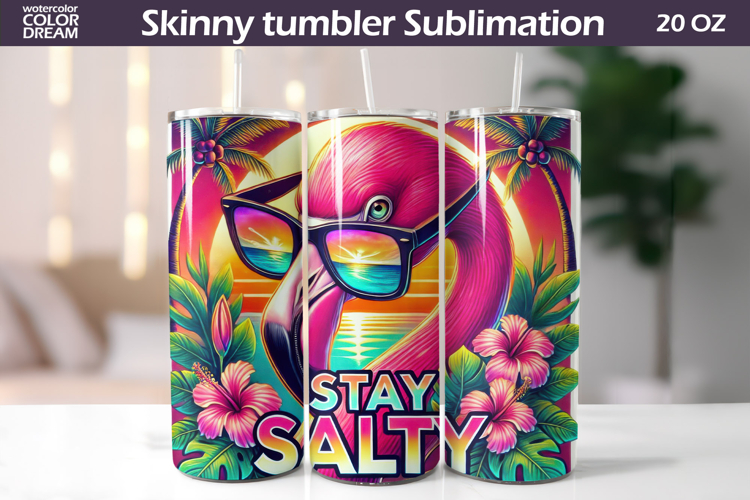 Stay Salty Flamingo Tumbler Design | Tropical Beach Sublimat