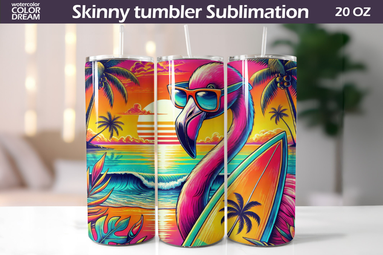 Tropical Flamingo Tumbler Wrap | Summer Beach Sublimation