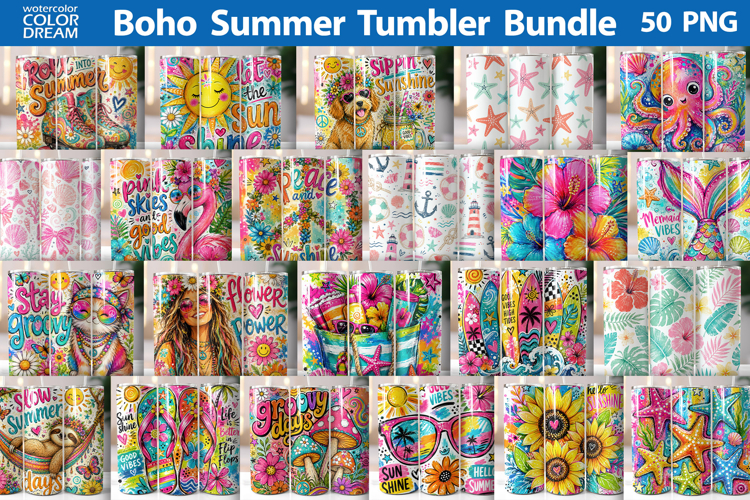 Boho Summer Tumbler Bundle | Beach Tumbler Wrap
