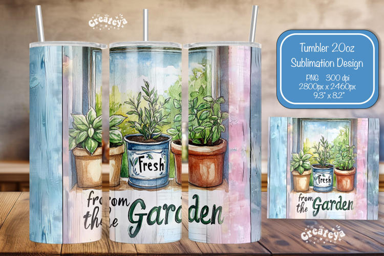 Summer Tumbler Wrap PNG Skinny 20oz Seamless Garden wrap