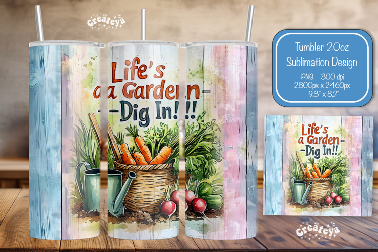 Garden Summer Tumbler Wrap PNG Skinny 20oz Seamless wrap