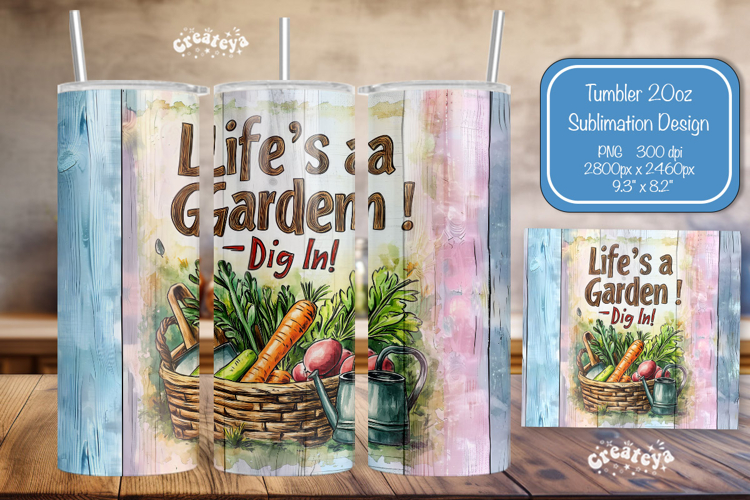 Garden Summer Tumbler Wrap PNG Skinny 20oz Seamless wrap