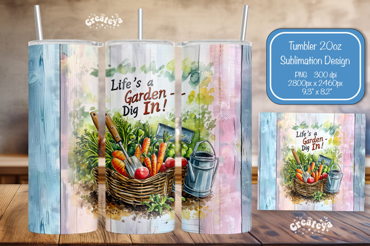 Summer Tumbler Wrap PNG Skinny 20oz Seamless garden wrap