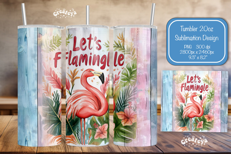 Flamingo Summer Tumbler Wrap PNG Skinny 20oz Seamless wrap