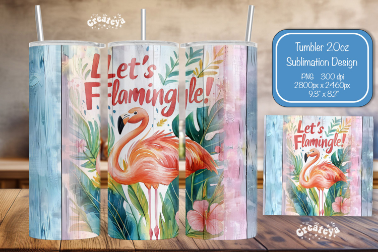 Flamingo Tumbler Wrap PNG Skinny 20oz Seamless summer wrap