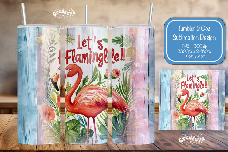 Flamingo Summer Tumbler Wrap PNG Skinny 20oz Seamless wrap