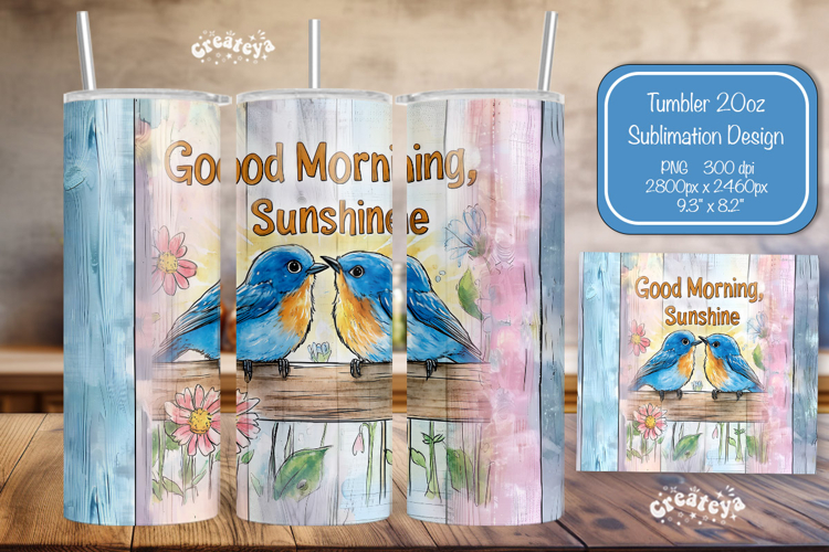 Birds Summer Tumbler Wrap PNG Skinny 20oz Seamless wrap