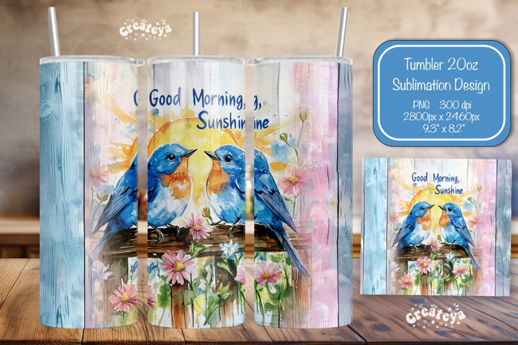 Birds Summer Tumbler Wrap PNG Skinny 20oz Seamless wrap