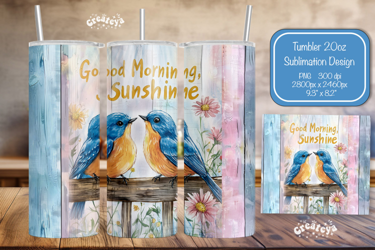 Birds Summer Tumbler Wrap PNG Skinny 20oz Seamless wrap