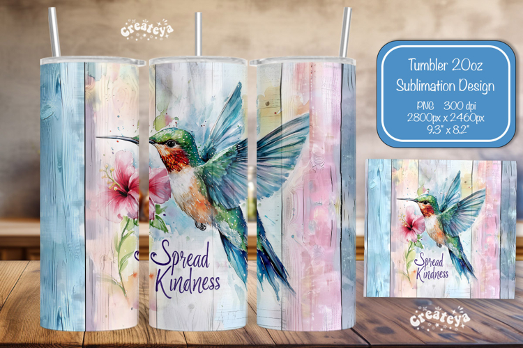 Hummingbird Summer Tumbler Wrap PNG Skinny 20oz Seamless