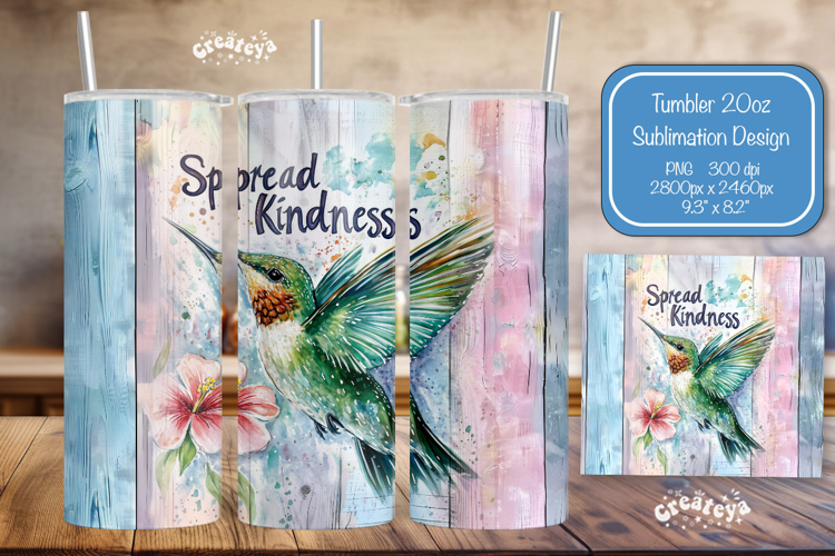 Hummingbird Summer Tumbler Wrap PNG Skinny 20oz Seamless