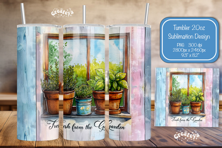 Garden Summer Tumbler Wrap PNG Skinny 20oz Seamless wrap